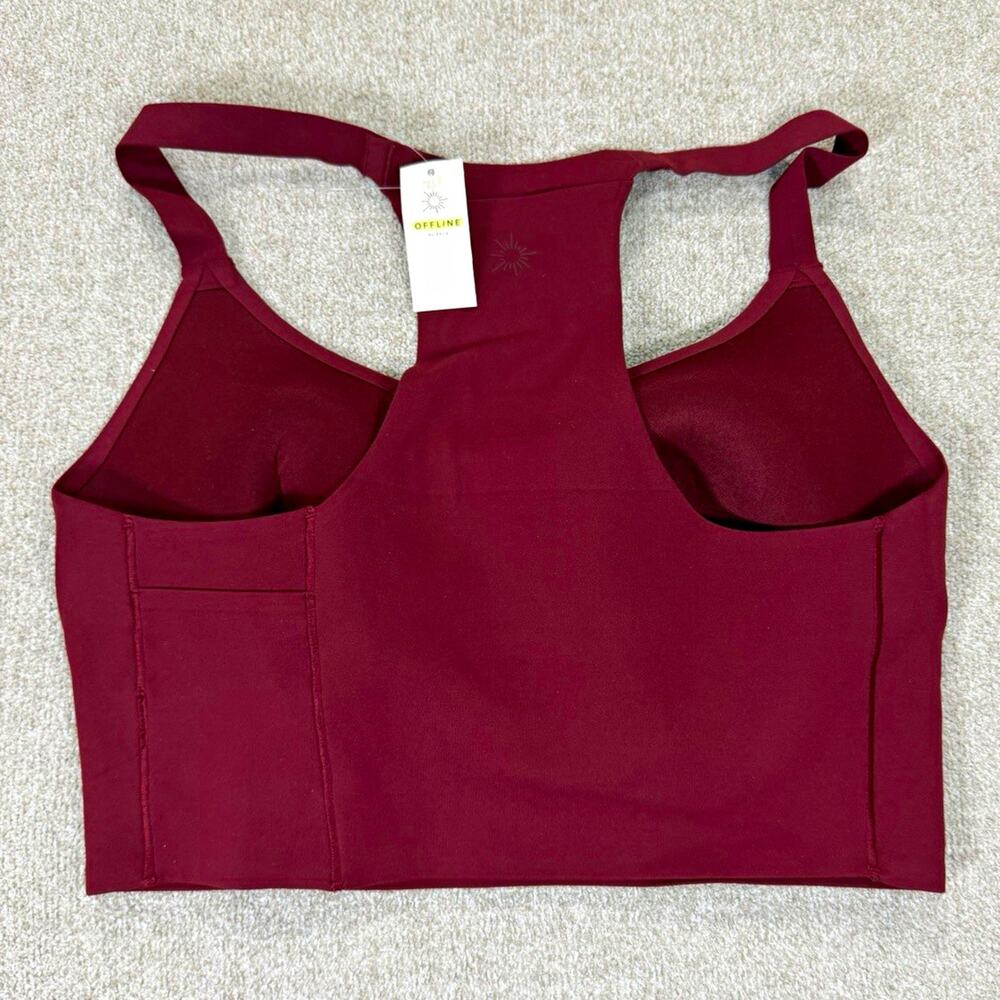OFFLINE by Aerie Burgundy Wireless Racerback Pullover Sports Bra L D
